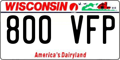 WI license plate 800VFP
