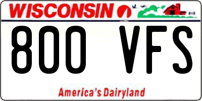 WI license plate 800VFS