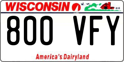 WI license plate 800VFY