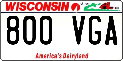 WI license plate 800VGA