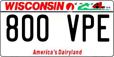 WI license plate 800VPE