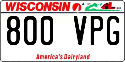 WI license plate 800VPG