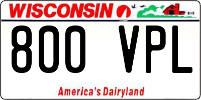WI license plate 800VPL