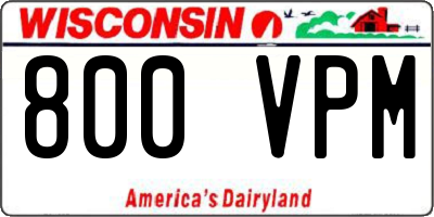WI license plate 800VPM