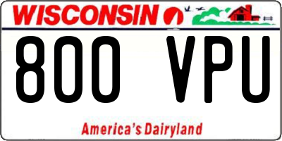 WI license plate 800VPU