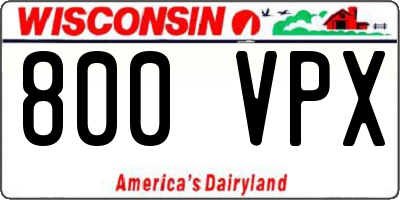 WI license plate 800VPX