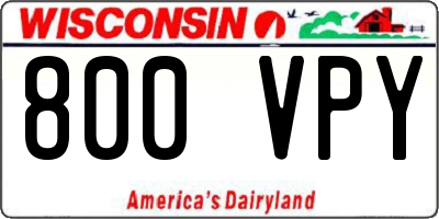 WI license plate 800VPY