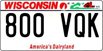 WI license plate 800VQK
