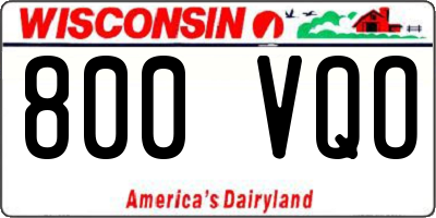 WI license plate 800VQO