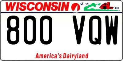 WI license plate 800VQW