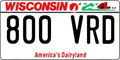 WI license plate 800VRD