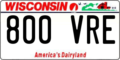 WI license plate 800VRE