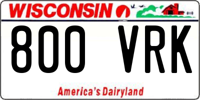 WI license plate 800VRK