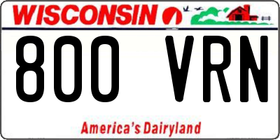 WI license plate 800VRN
