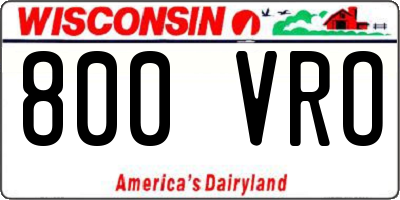 WI license plate 800VRO