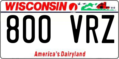 WI license plate 800VRZ