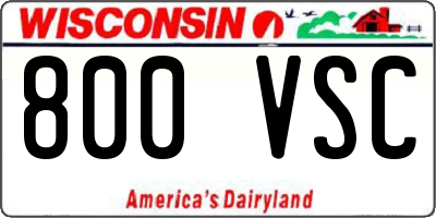 WI license plate 800VSC
