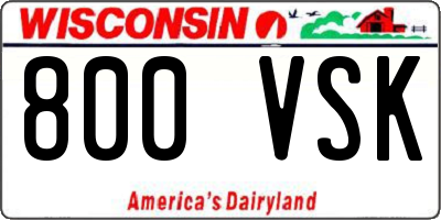 WI license plate 800VSK
