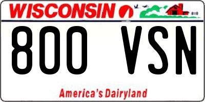 WI license plate 800VSN