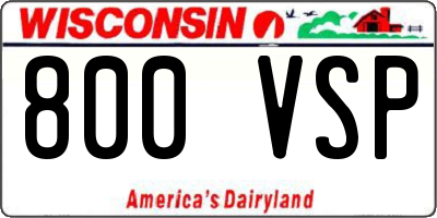 WI license plate 800VSP