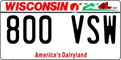WI license plate 800VSW