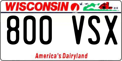 WI license plate 800VSX