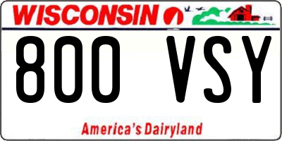 WI license plate 800VSY