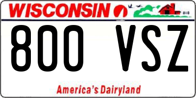 WI license plate 800VSZ