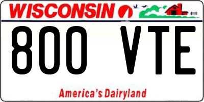 WI license plate 800VTE