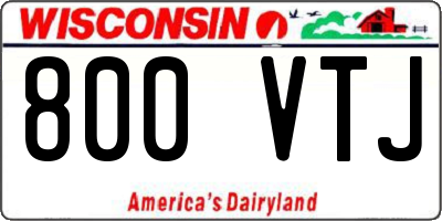 WI license plate 800VTJ