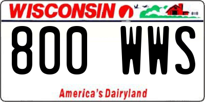 WI license plate 800WWS