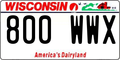 WI license plate 800WWX
