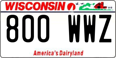 WI license plate 800WWZ