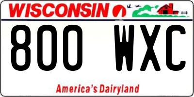 WI license plate 800WXC