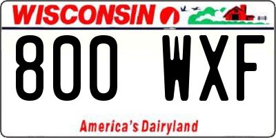 WI license plate 800WXF
