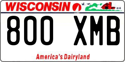WI license plate 800XMB
