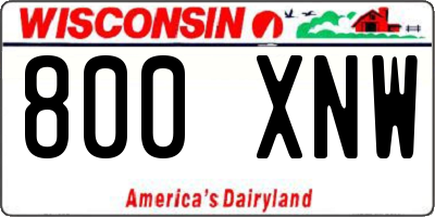 WI license plate 800XNW