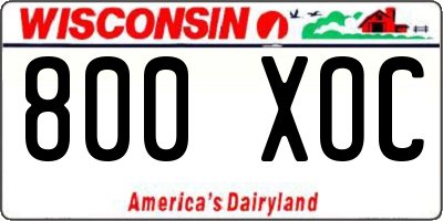 WI license plate 800XOC