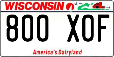 WI license plate 800XOF