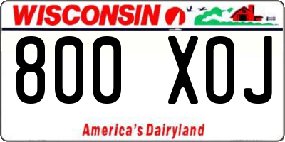 WI license plate 800XOJ