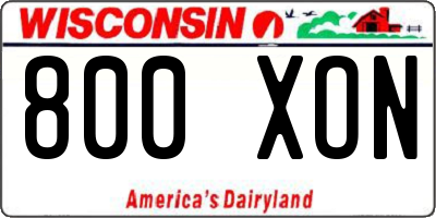 WI license plate 800XON