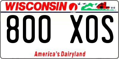 WI license plate 800XOS