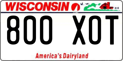 WI license plate 800XOT