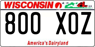 WI license plate 800XOZ