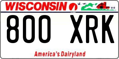 WI license plate 800XRK