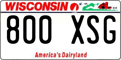 WI license plate 800XSG
