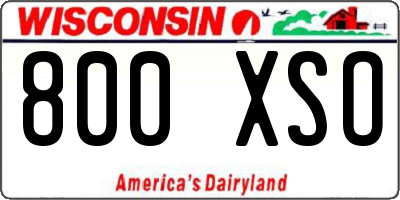 WI license plate 800XSO
