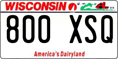 WI license plate 800XSQ