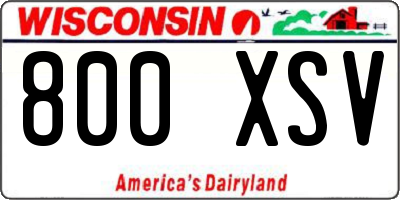 WI license plate 800XSV