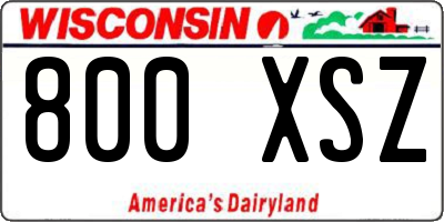 WI license plate 800XSZ
